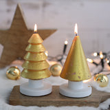 Candle set 2 trees gold 12cm high - Packlinq