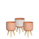 Plant pot Terra cement with wooden legs 18cm high 