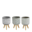 Plant pot Cement with wooden legs 15.5cm high 