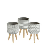 Plant pot Cement with wooden legs 18cm high - Packlinq