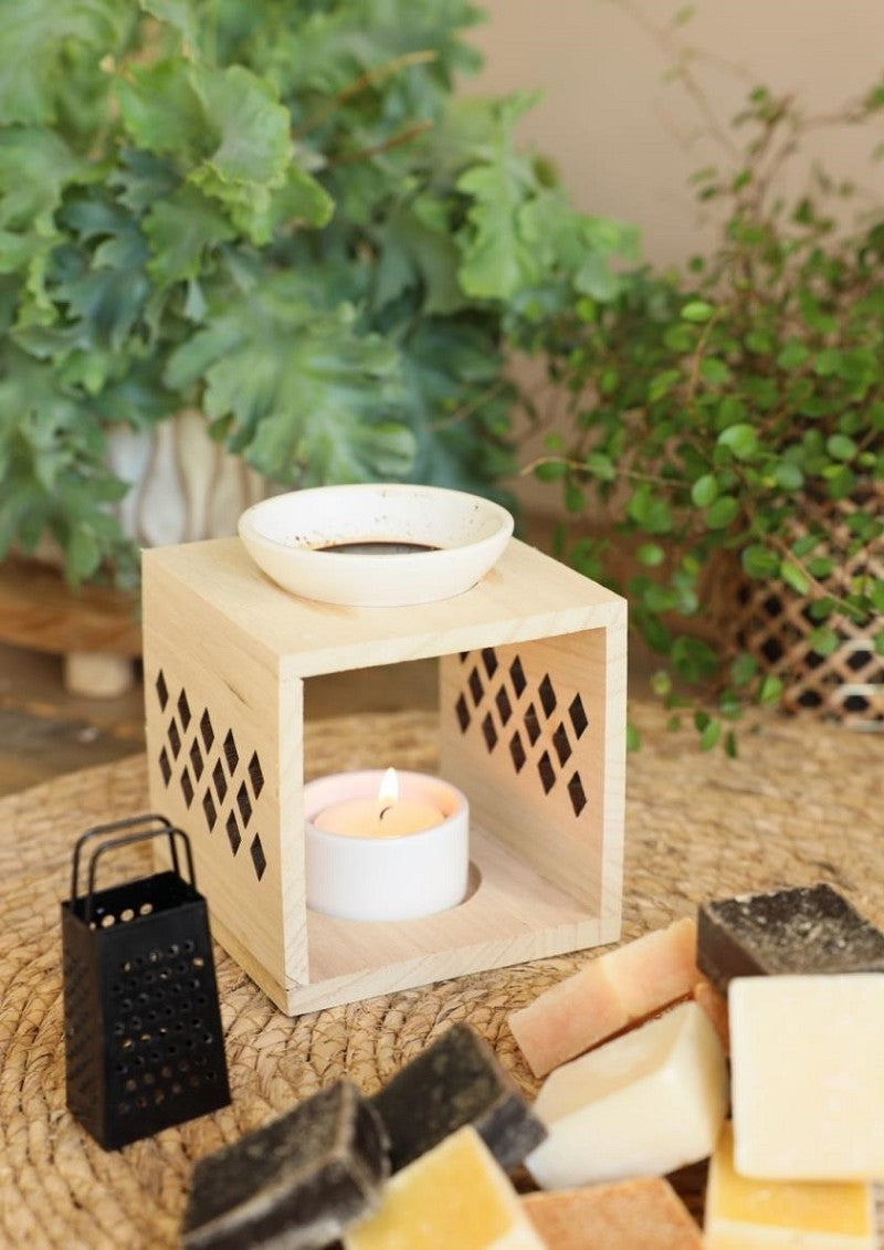 Porte-cubes aromatiques en bois Motif blanc |Ecolinq.fr