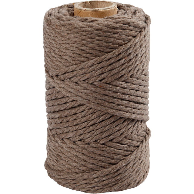 Macramé cord, Light brown, L: 55 mtr, D: 4 mm, 330 g 