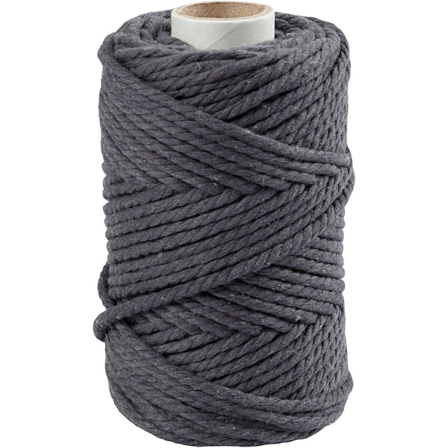 Macramé cord, grey, L: 55 mtr, D: 4 mm, 330 g 
