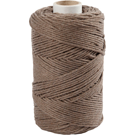 Macramé cord, Light brown, L: 198 mtr, D: 2 mm, 330 g 