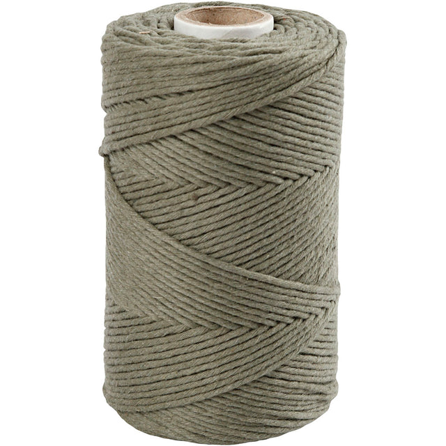 Macramé cord, moss green, L: 198 mtr, D: 2 mm, 330 g 