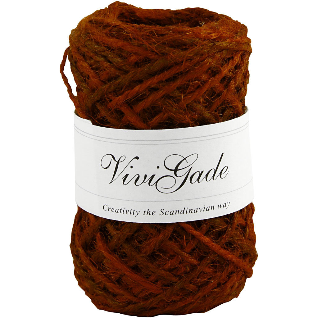 Chanvre naturelle, épaisseur 1 -2 mm, Rouge - 30 mtr