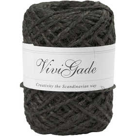 Chanvre naturelle, épaisseur 1 -2 mm, Noir - 30 mtr