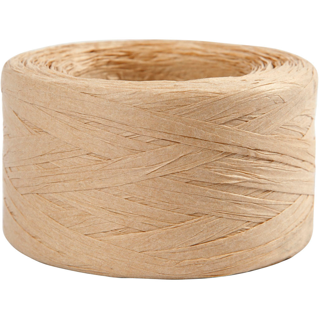 FiL en raphia Sable, L: 7-8 mm, 100 m/ 1 Rouleau L