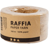 FiL en raphia Sable, L: 7-8 mm, 100 m/ 1 Rouleau L