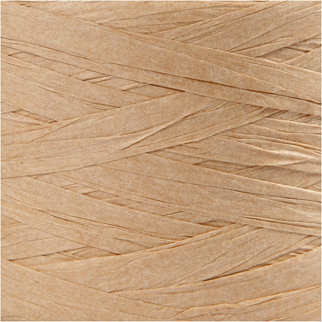 FiL en raphia Sable, L: 7-8 mm, 100 m/ 1 Rouleau L