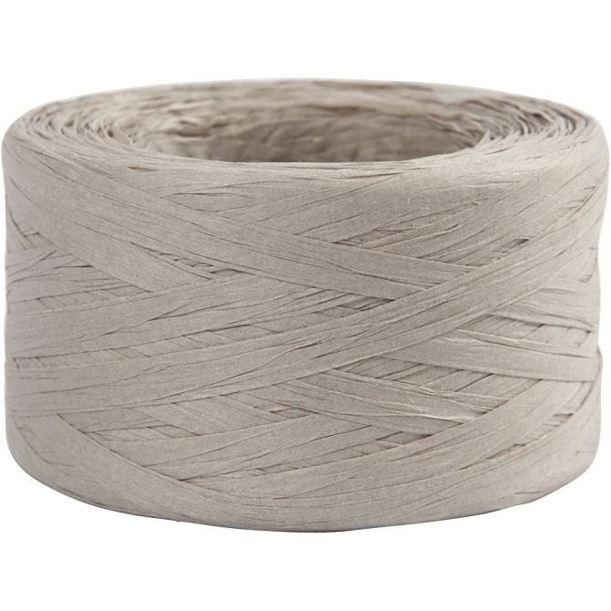 FiL en raphia Gris clair, L: 7-8 mm, 100 m/ 1 Rouleau L