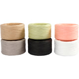 Paper raffia yarn, assorted colours, 6x100 mtr 