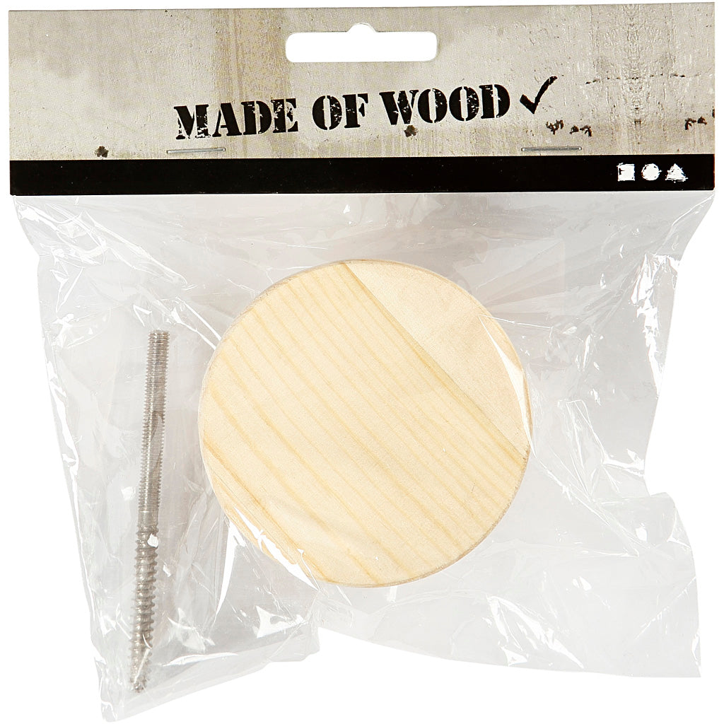 Coat Hook, round, D: 7 cm, depth 4.5 cm, pine 