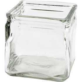 Bougeoir carré, H: 10 cm, taille 10x10 cm, 12 pc/ 1 Boîtes