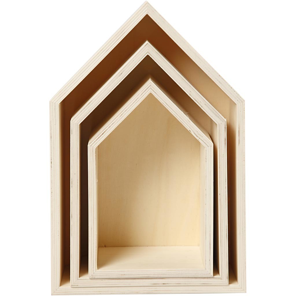 Boîtes de rangement maisons, H: 20.3+25.3+31 cm
