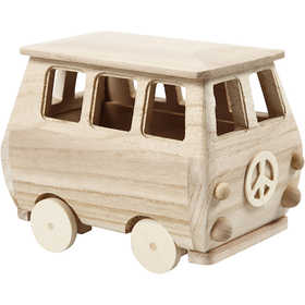 Minibus, taille 17x10x13 cm, pin, paulownia - 1 pc