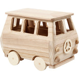 Minibus, size 17x10x13 cm, pine, paulownia 