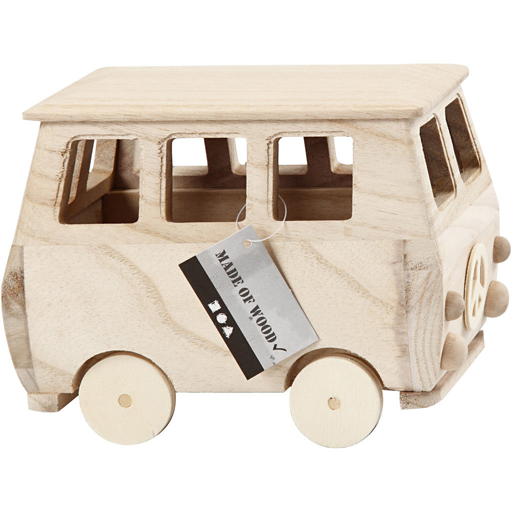 Minibus, taille 17x10x13 cm, pin, paulownia - 1 pc