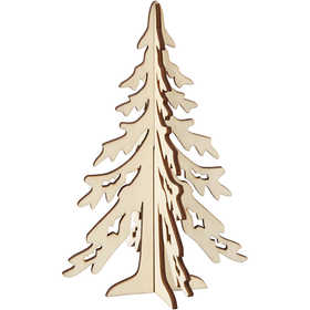 Sapin de Noël, H: 20 cm, L: 13 cm, contreplaqué - 1 pc