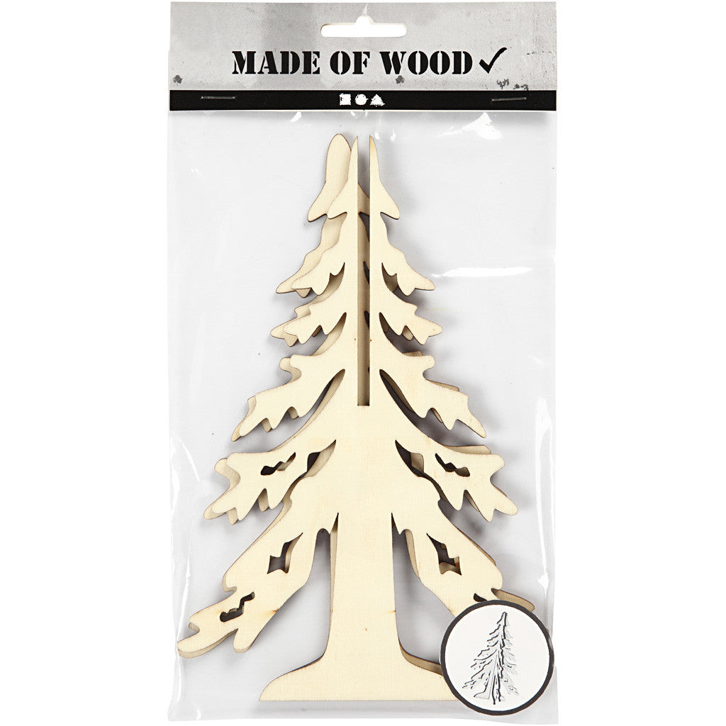 Sapin de Noël, H: 20 cm, L: 13 cm, contreplaqué - 1 pc