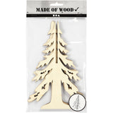 Sapin de Noël, H: 20 cm, L: 13 cm, contreplaqué - 1 pc