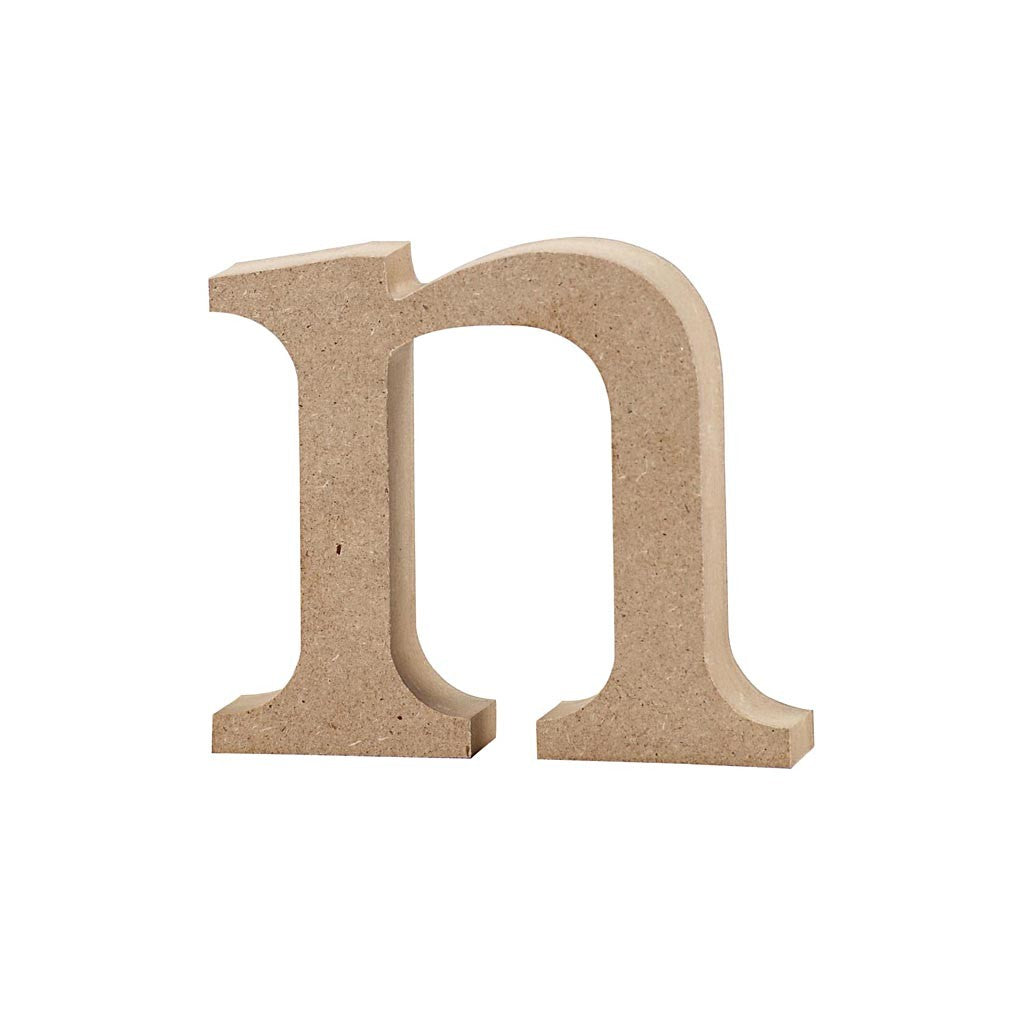 Lettre: n, H: 8 cm, épaisseur 2 cm, MDF - 1 pc