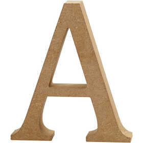 Lettre: A, H: 13 cm, épaisseur 2 cm, MDF - 1 pc
