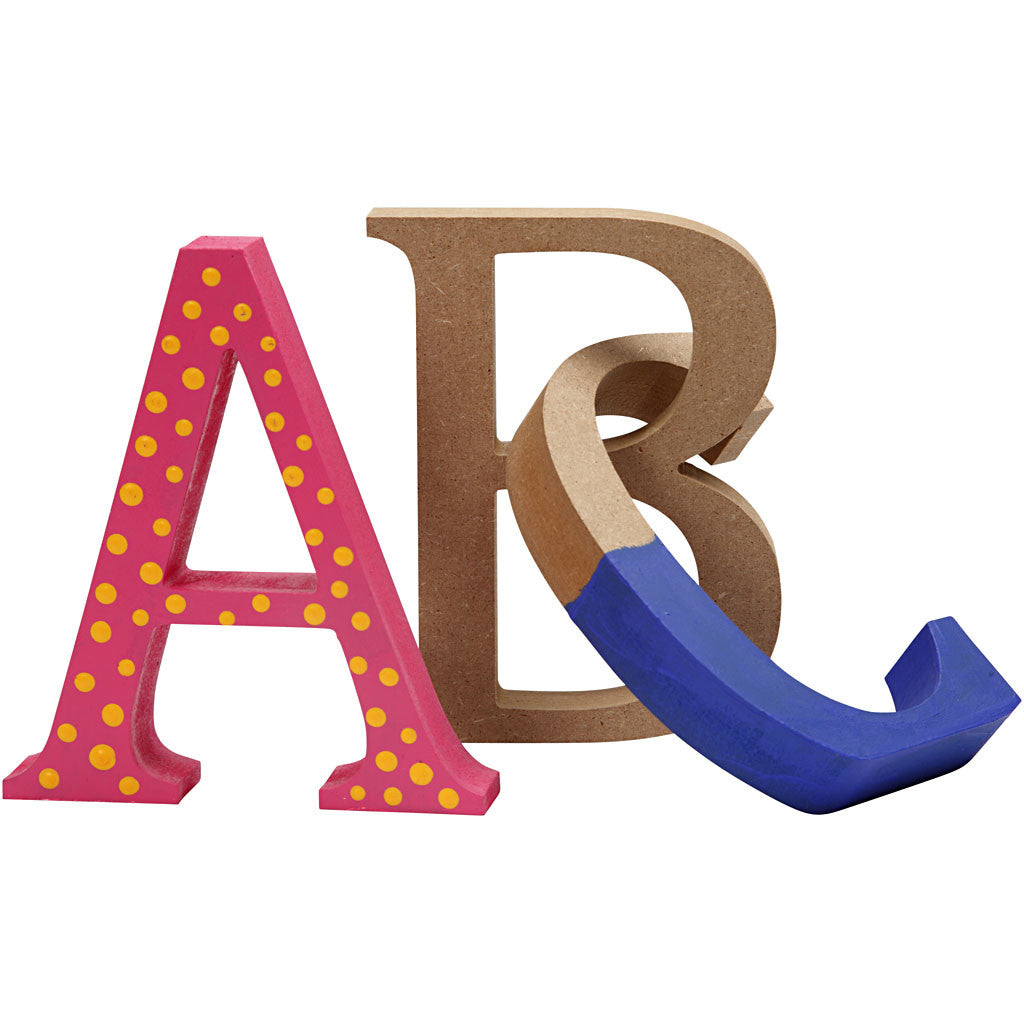 Lettre: A, H: 13 cm, épaisseur 2 cm, MDF - 1 pc