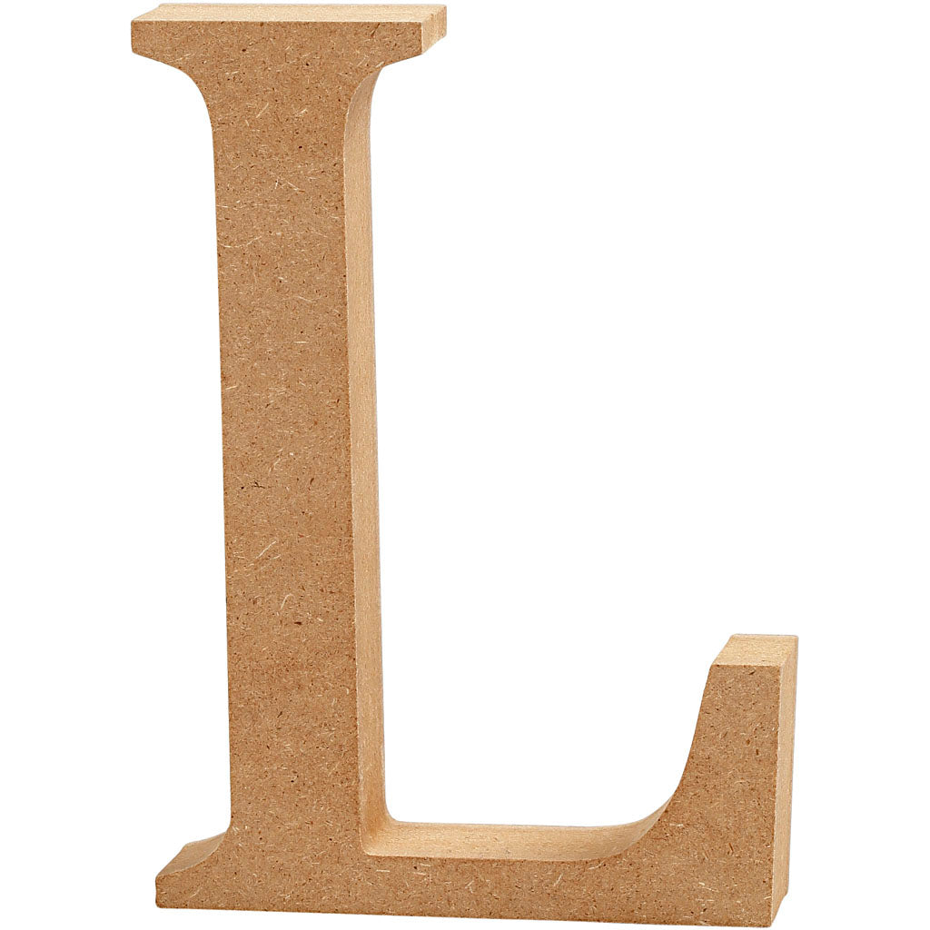Lettre: L, H: 13 cm, épaisseur 2 cm, MDF - 1 pc