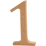 Chiffre: 1, H: 13 cm, épaisseur 2 cm, MDF - 1 pc