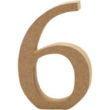 Chiffre: 6, H: 13 cm, épaisseur 2 cm, MDF - 1 pc