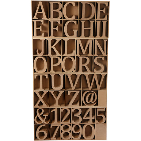 Wooden Letter Numbers and Symbols, including free wooden display, H: 13 cm, thickness 2 cm, MDF 