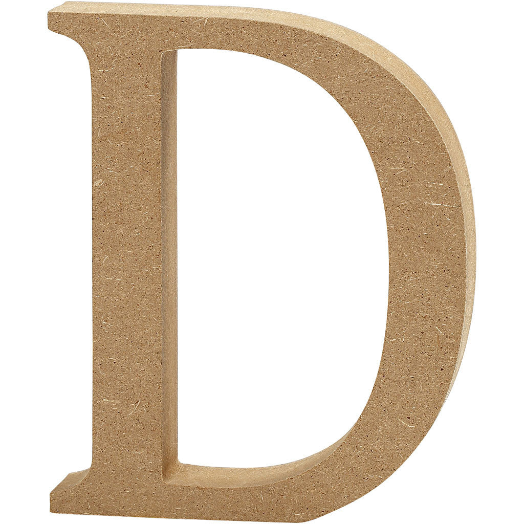 Lettre: D, H: 8 cm, épaisseur 1.5 cm, MDF - 1 pc