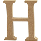 Lettre: H, H: 8 cm, épaisseur 1.5 cm, MDF - 1 pc