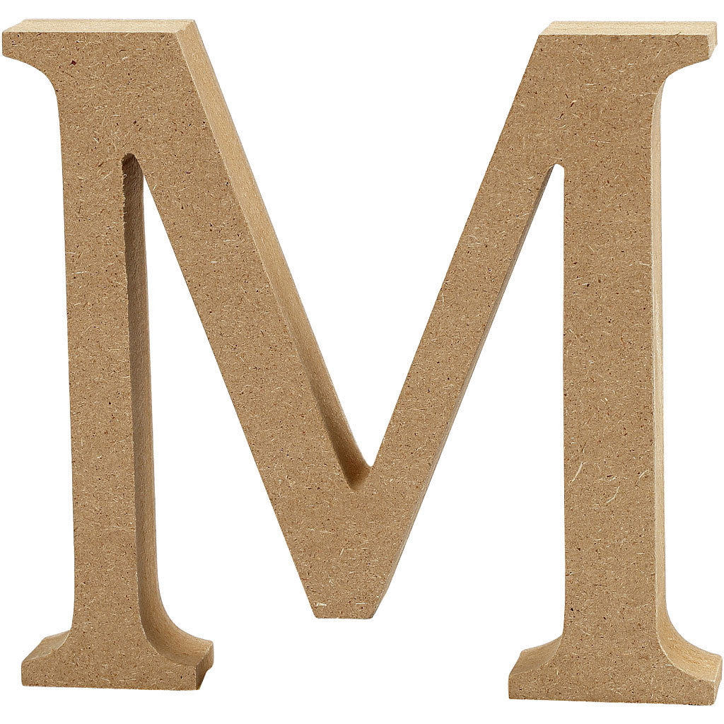 Lettre: M, H: 8 cm, épaisseur 1.5 cm, MDF - 1 pc