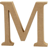 Lettre: M, H: 8 cm, épaisseur 1.5 cm, MDF - 1 pc