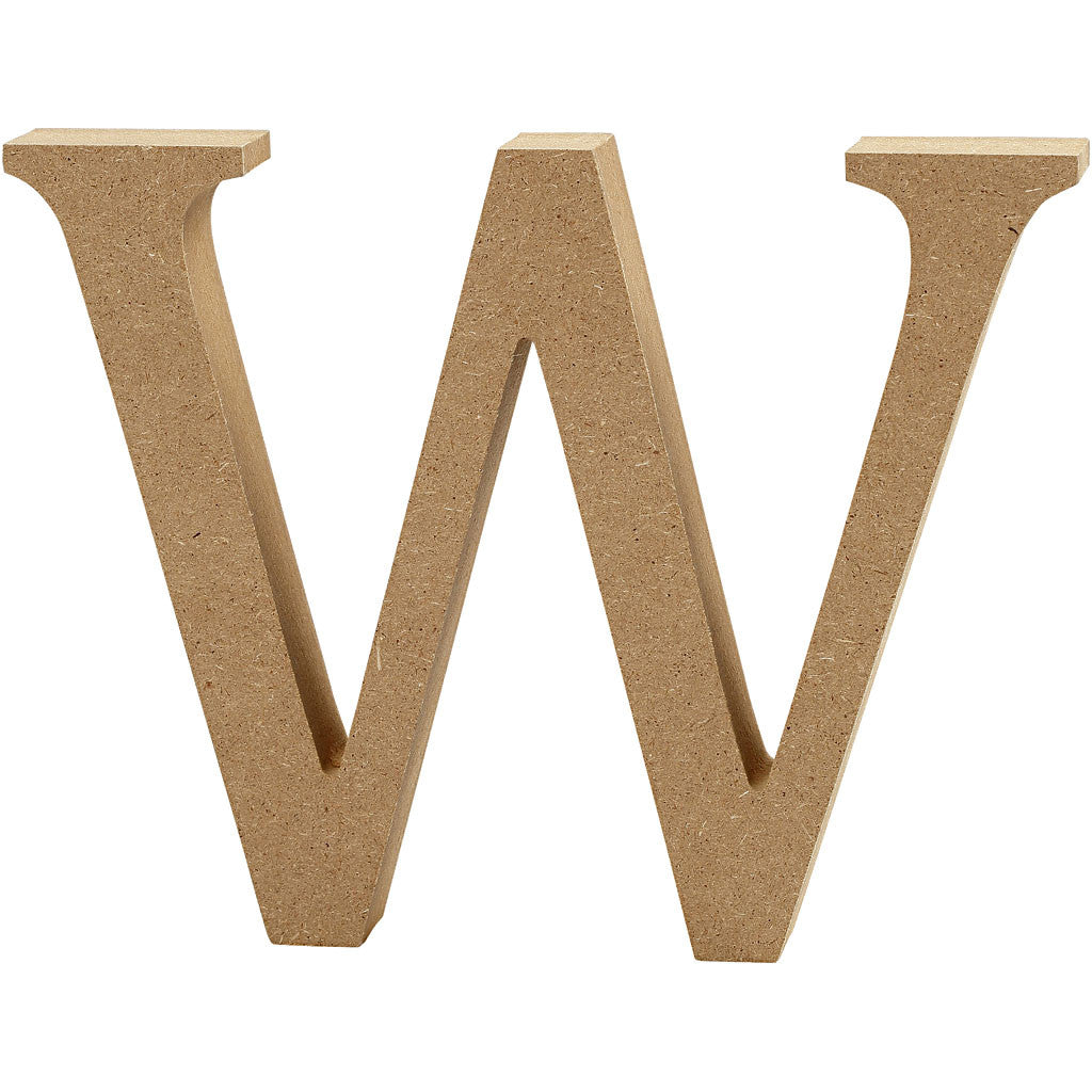 Lettre: W, H: 8 cm, épaisseur 1.5 cm, MDF - 1 pc