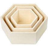 Boîtes de rangement, hexagonales, H: 14.8+19+24.2 cm - 3 pcs
