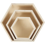 Boîtes de rangement, hexagonales, H: 14.8+19+24.2 cm - 3 pcs