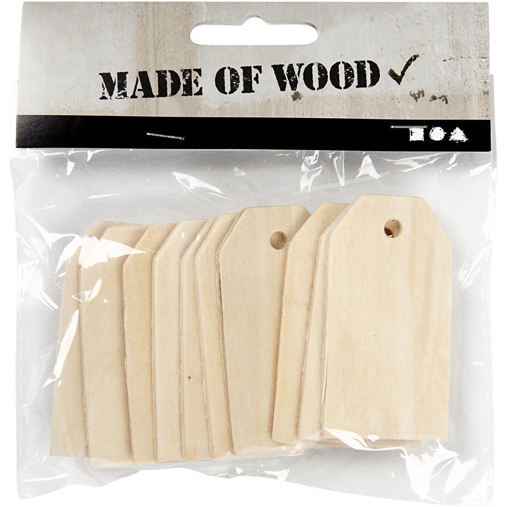 Etiquettes en Bois, 30x60mm - 10 pcs