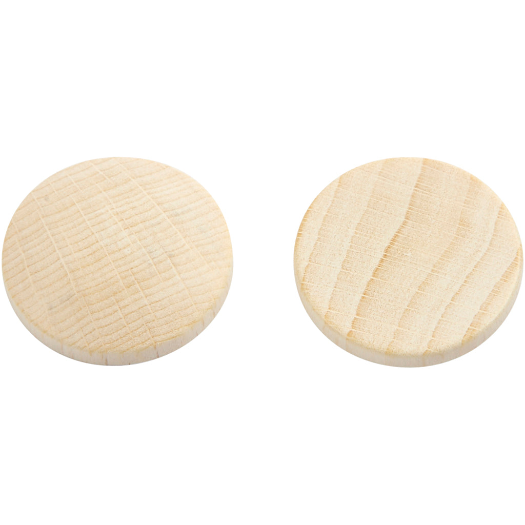 Wooden buttons, D: 25 mm, thickness 5 mm, china berry 