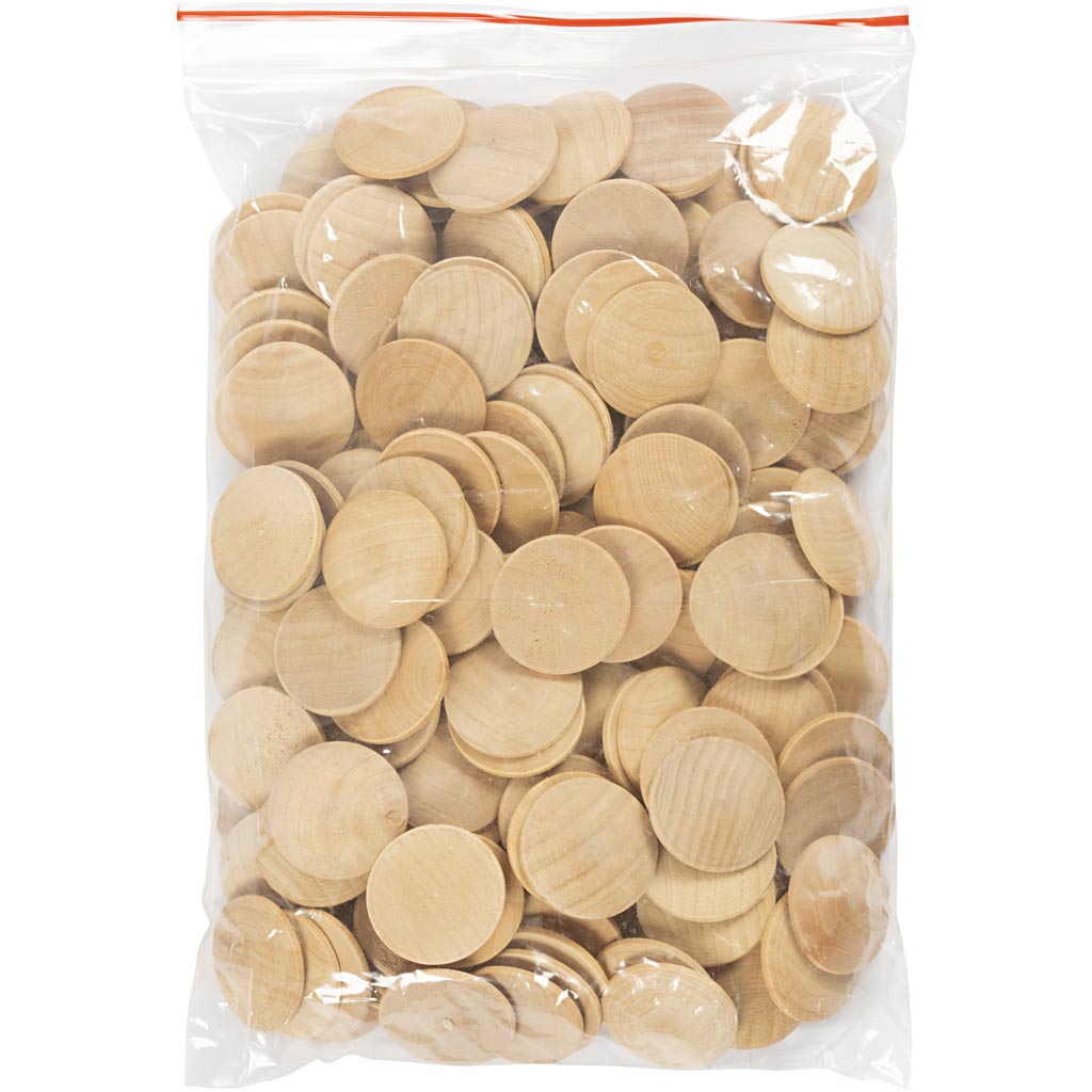 Bouttons en Bois, P: 30 mm, épaisseur 6 mm, - 150 pcs