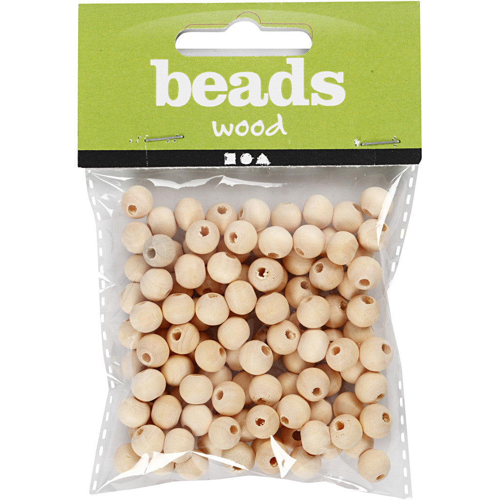 Perle de bois, P: 8 mm, trou taille 2 mm, - 100 pcs