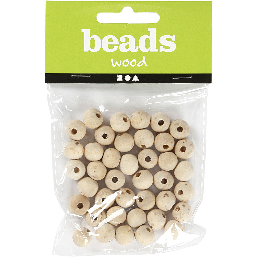 Perle de bois, P: 10 mm, trou taille 2.5 mm, - 40 pcs