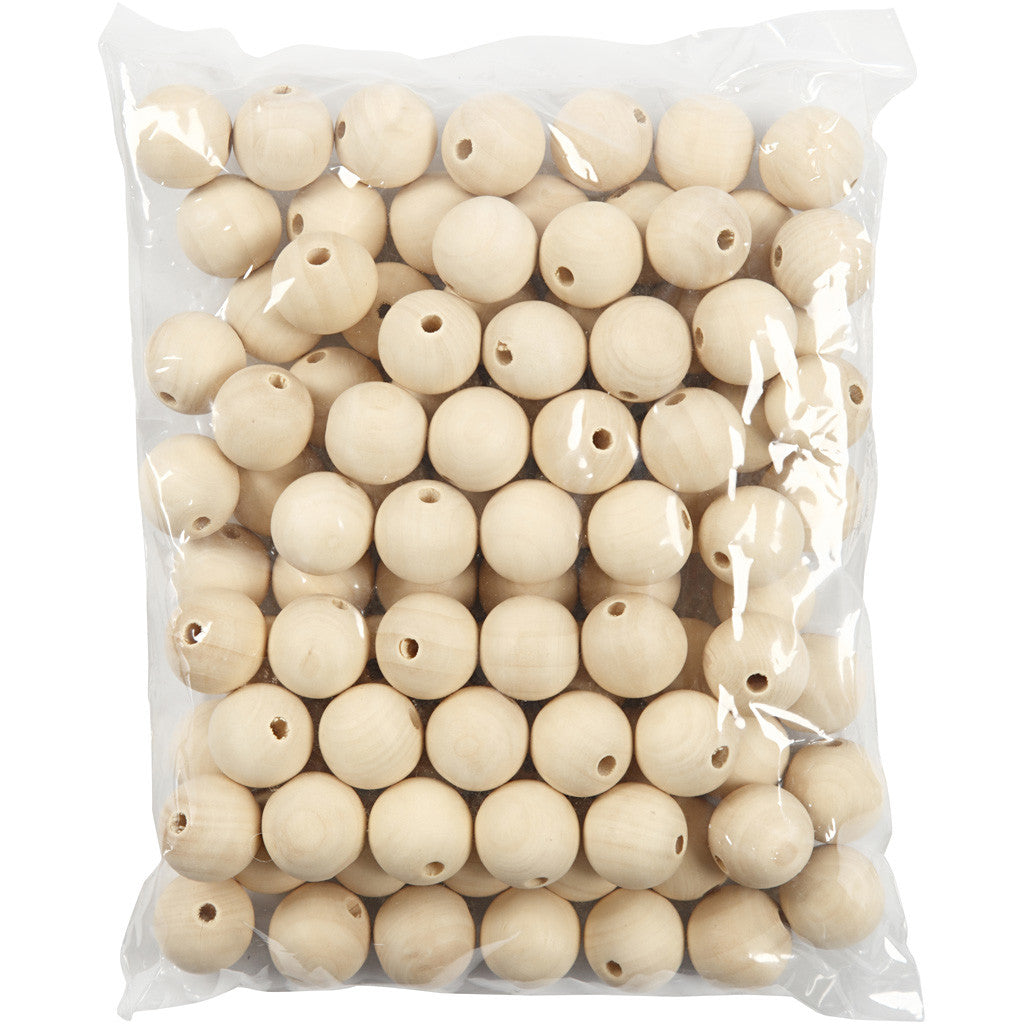 Perle de bois, P: 25 mm, trou taille 4.5 mm, - 100 pcs