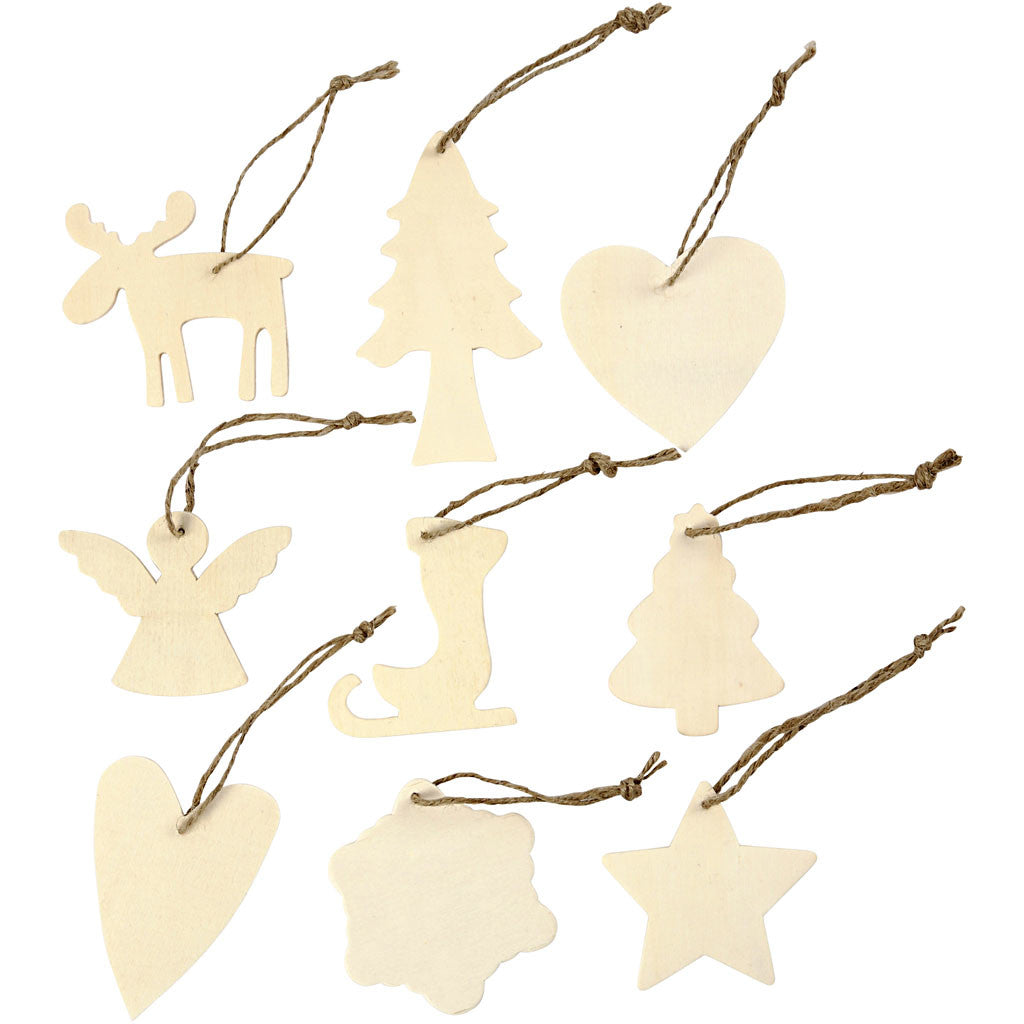 Ornement en bois: Noël, taille 7-8 cm, épaisseur 3 mm