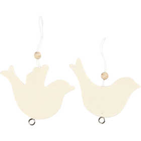 Colombes, taille 7.5x9.5 cm poly Bois - 10 pcs