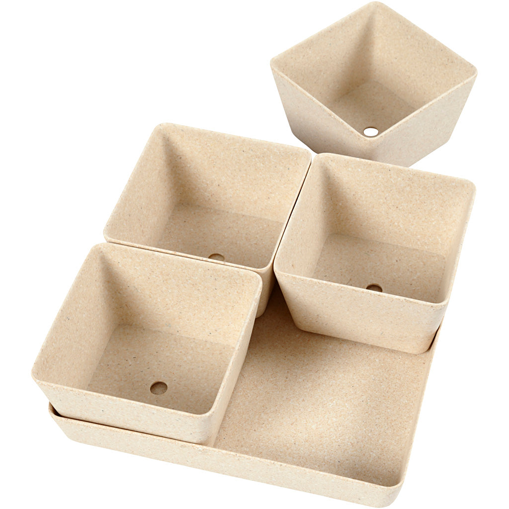 Pots de fleurs en fibre de Bambou, 195x195x80mm - 1 pc