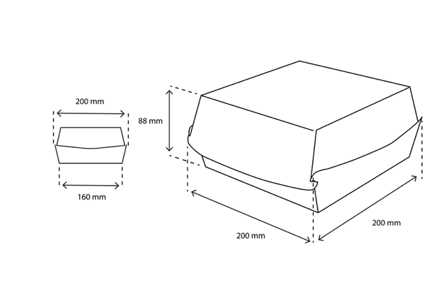 Boîte à Menus / Plateau à Hamburger 20x8,8x20 cm FSC®Mix kraft | 300  pcs