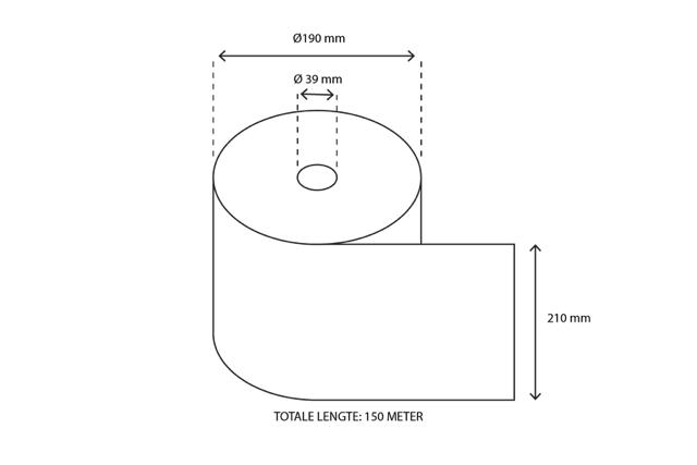 Rouleau d’essuie-mains  Matic 2 couches 150 mètres Ø21cm 100% cellulose blanc T7 | 6  pcs